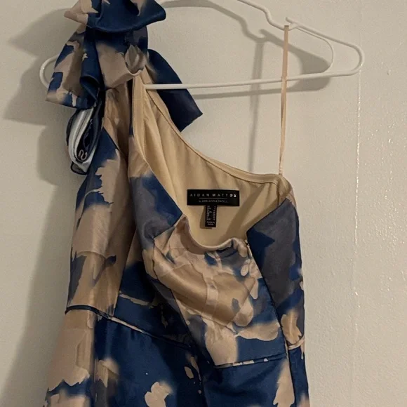 Aiden Mattox by Adrianna Papell Burnout Dress in Blue and Cream - Picture 3 of 5